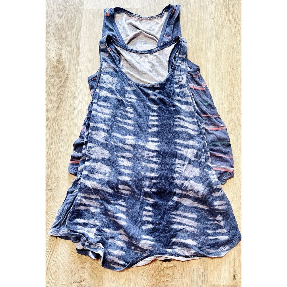 Mudd Tank Top Womens Large Tie Dye Racerback Boho Round Hem 2 Pack V Neck Y2K